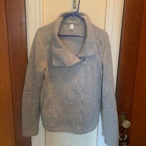Heather Gray Zippered Moto Sweater